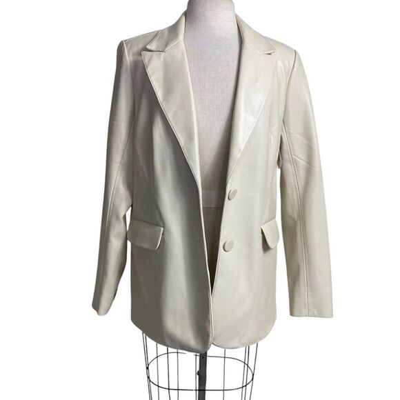 Good American 2 " Better than Leather " Oversized blazer in a cream NWT - Picture 2 of 14